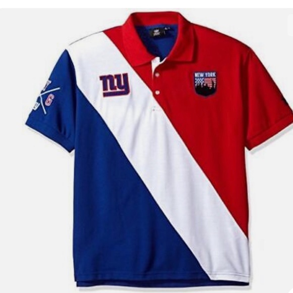 NFL Other - KLEW NFL MEN'S NEW YORK GIANTS CITY CREST DIAGONAL STRIPE POLO SHIRT